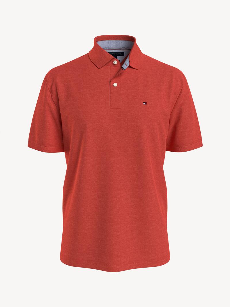 Férfi Tommy Hilfiger Classic fit solid Polos Piros | HU 1072UZG